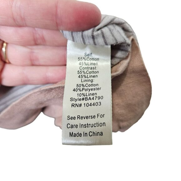 Blu Pepper anthropologie Two-Tone Linen-Blend Jacket With Drawstring Waist Sz‎ L - Picture 5 of 14